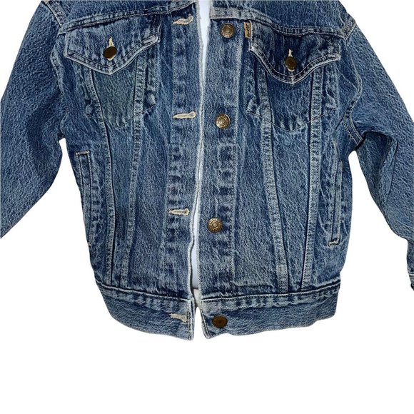 Levi's Vintage 1980's Orange Tab Medium Wash Denim Trucker Jacket Boy's Small - Picture 3 of 8
